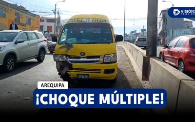 AREQUIPA: CHOQUE MÚLTIPLE SE REGISTRA EN LA AV. VENEZUELA Y DEJA AL MENOS 6 VEHÍCULOS DAÑADOS