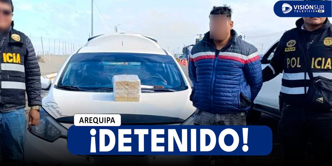 AREQUIPA: DETIENEN A VARÓN DE 33 AÑOS CON 10 KILOGRAMOS DE CLORHIDRATO DE COCAÍNA EN YAUCA