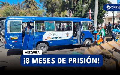 AREQUIPA: DICTAN 8 MESES DE PRISIÓN PREVENTIVA CONTRA CONDUCTOR DE BUS DEL SIT QUE TERMINÓ VOLCADO EN BUSTAMANTE Y RIVERO