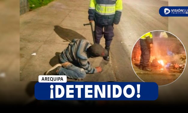 AREQUIPA: DETIENEN A VARÓN LUEGO DE QUEMAR CONTENEDOR DE BASURA EN JOSÉ LUIS BUSTAMANTE Y RIVERO