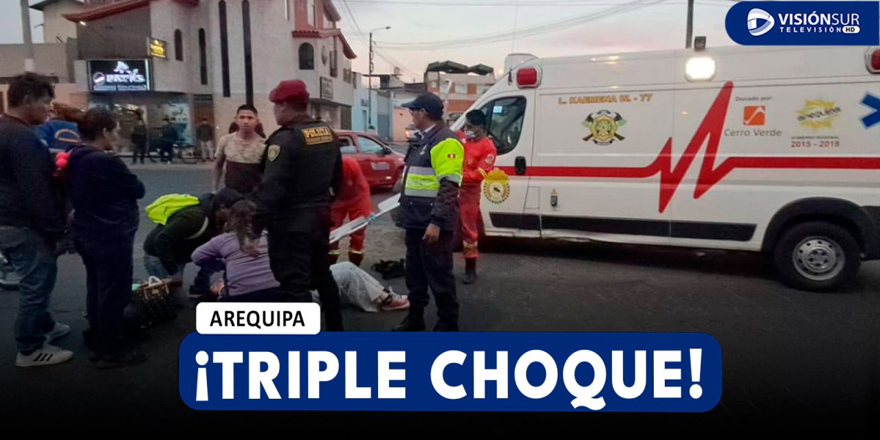 AREQUIPA: FUERTE CHOQUE EN EL CERCADO DEJA UNA PERSONA HERIDA Y VECINOS PIDEN INSTALACIÓN DE SEMÁFOROS