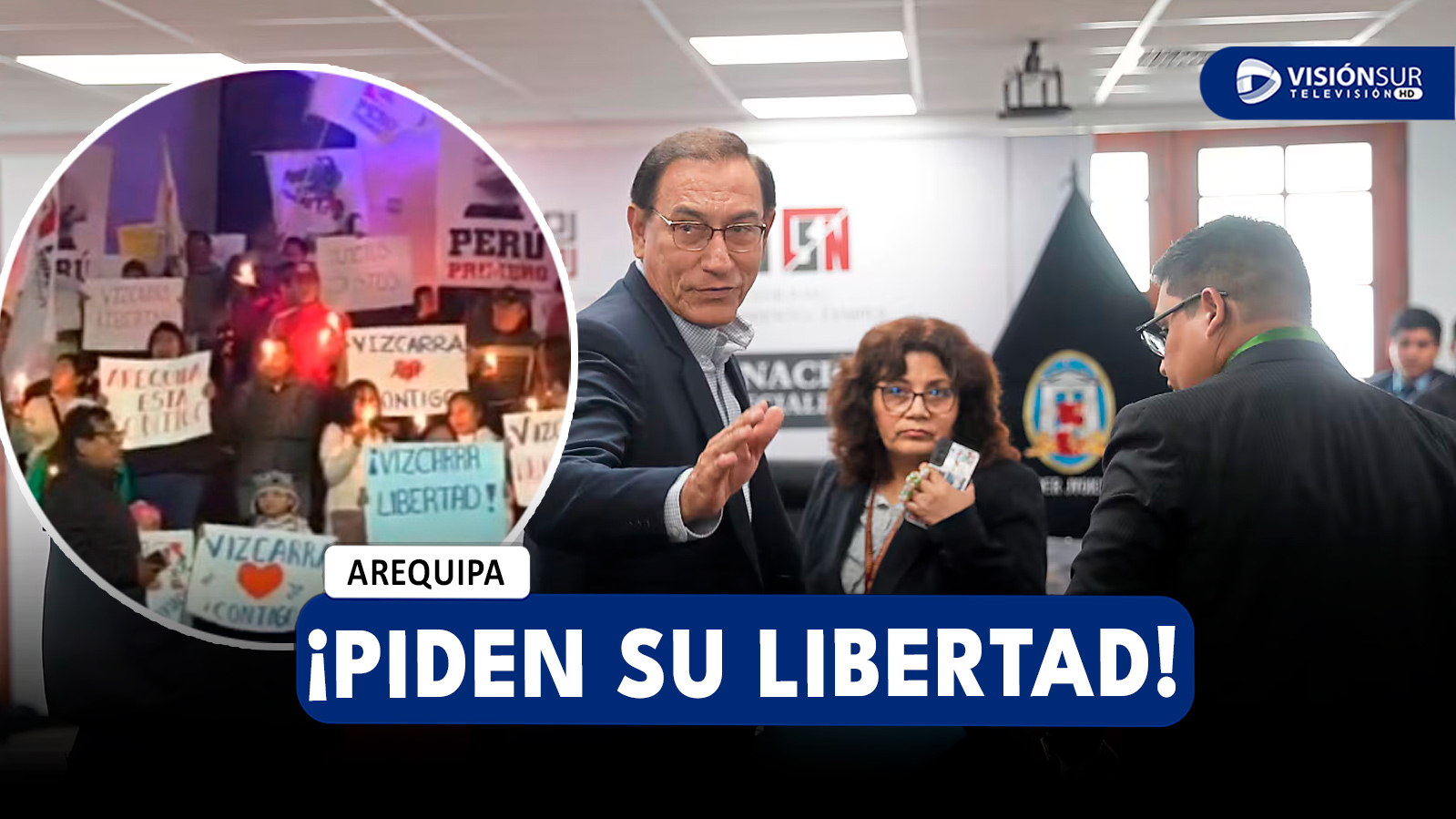AREQUIPA: SIMPATIZANTES DE MARTÍN VIZCARRA REALIZAN PLANTÓN AFUERA DEL PODER JUDICIAL PIDIENDO SU LIBERACIÓN