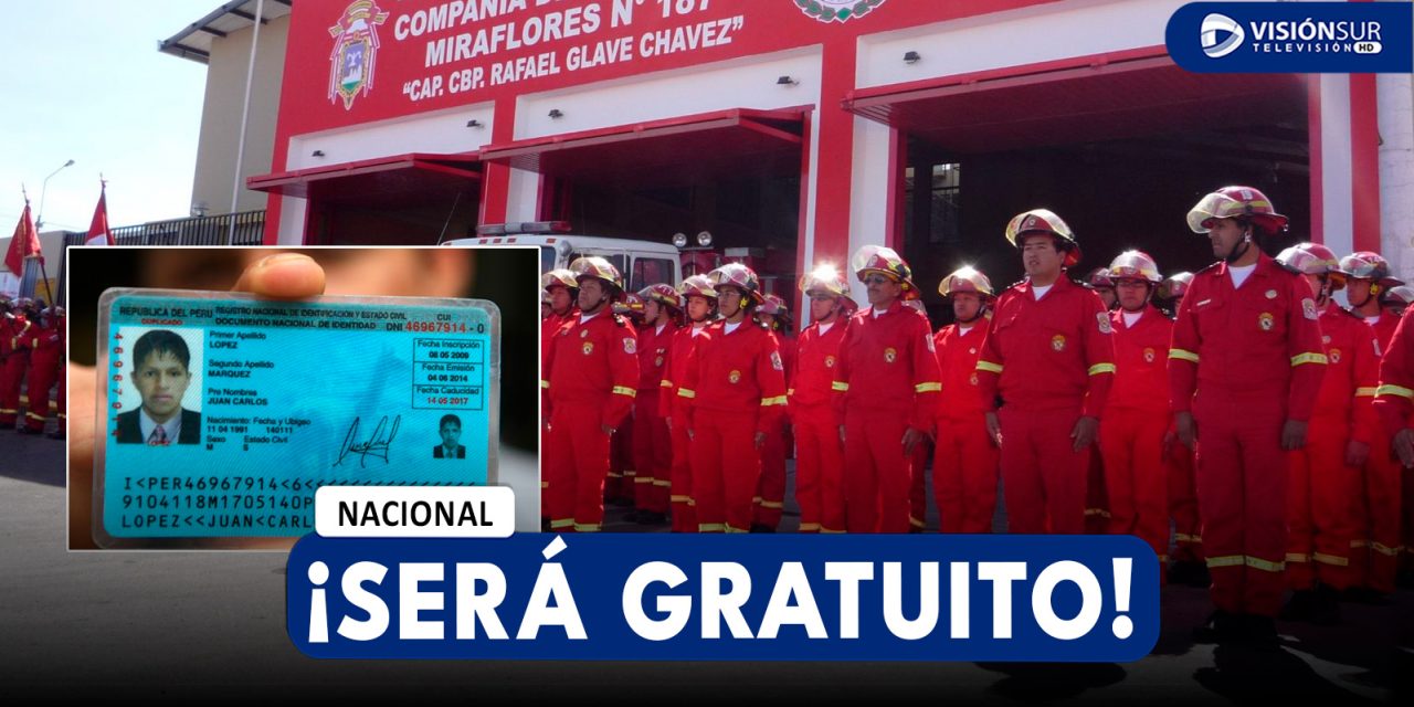 NACIONAL: RENOVACIÓN DEL DNI SERÁ GRATUITO PARA BOMBEROS VOLUNTARIOS DEL PERÚ ESTE 2025