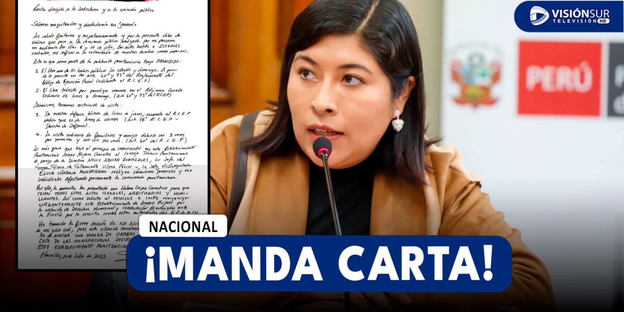NACIONAL: EXPREMIER DIFUNDE MENSAJE DESDE EL PENAL Y AUGURA SU PROBABLE MUERTE Y PIDE SER CREMADA EN TACNA