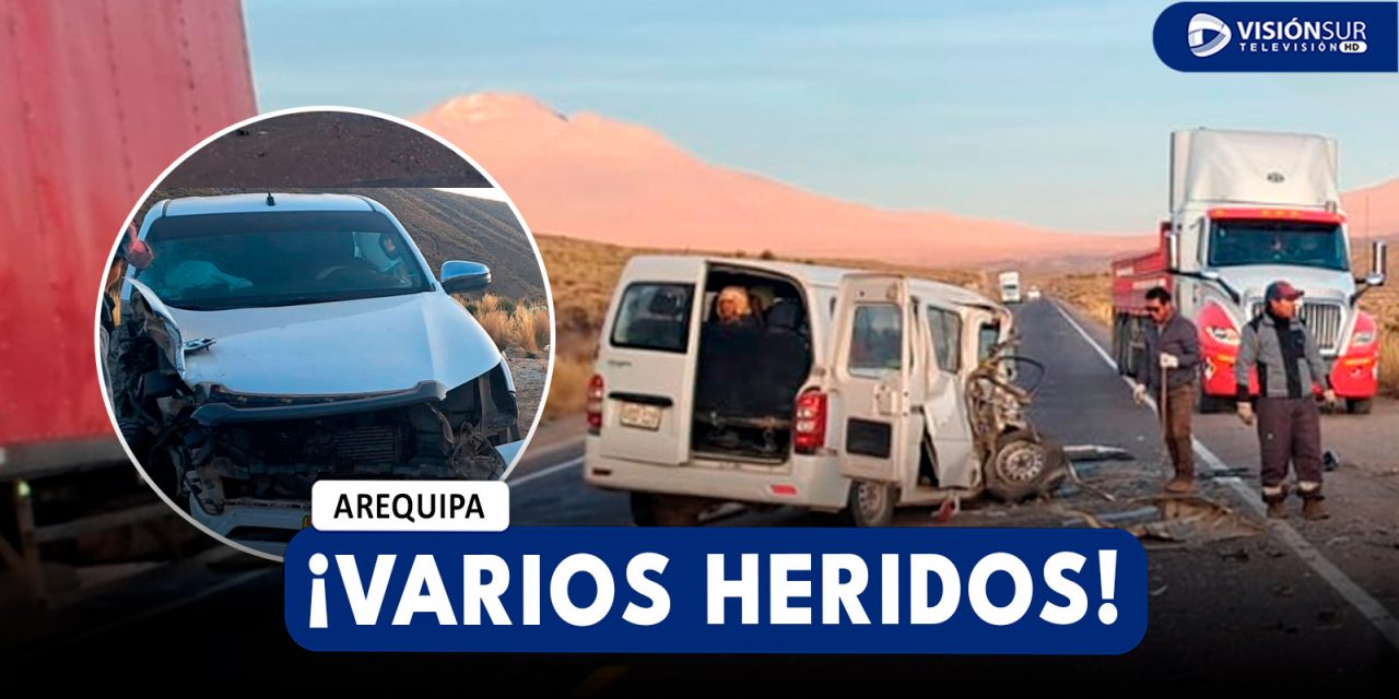 AREQUIPA: UNA MINIVAN Y UNA CAMIONETA IMPACTARON DE MANERA FRONTAL EN LA VÍA AREQUIPA-PUNO DEJANDO VARIOS HERIDOS