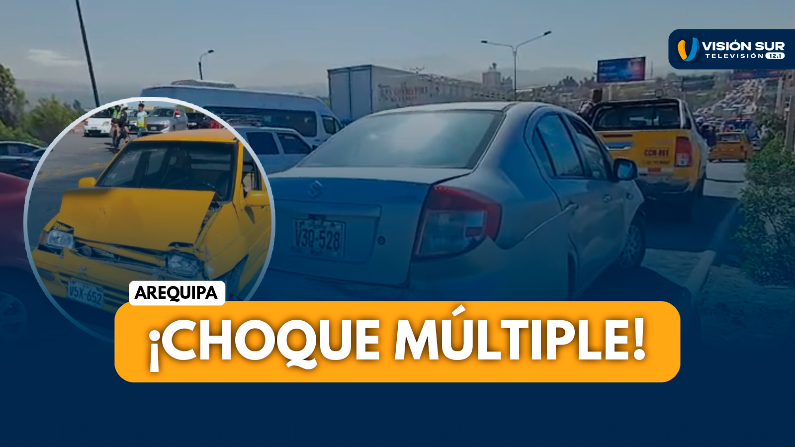 AREQUIPA: CHOQUE MÚLTIPLE EN LA VARIANTE DE UCHUMAYO DONDE SEIS VEHÍCULOS TERMINARON AFECTADOS Y UNA MUJER HERIDA
