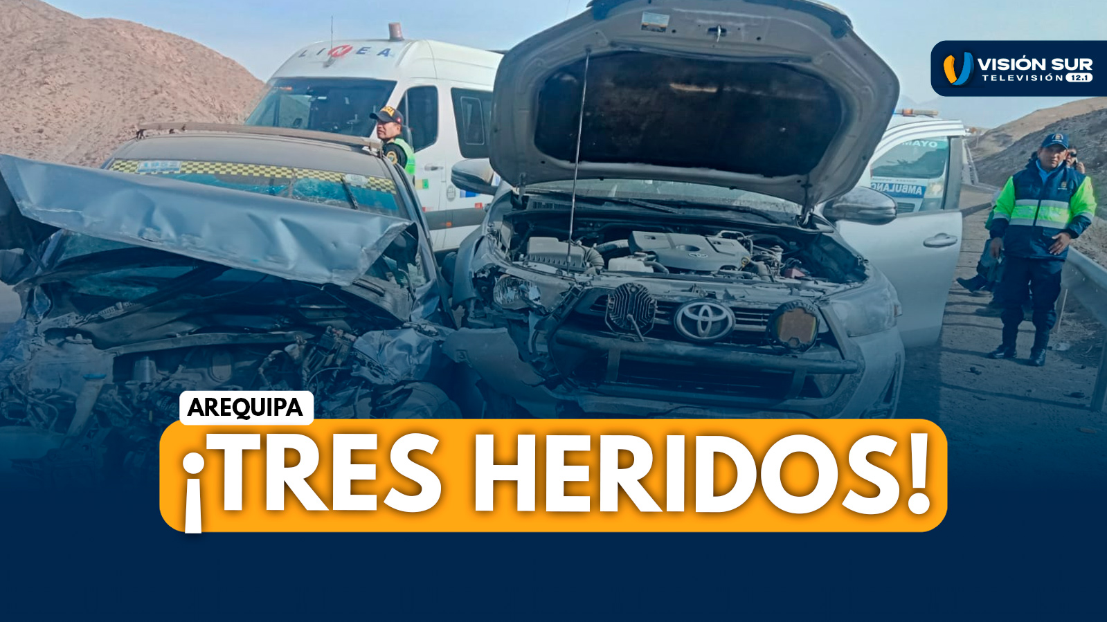 AREQUIPA: CHOQUE FRONTAL EN LA VÍA CERRO VERDE PROVOCA CONGESTIÓN VEHICULAR