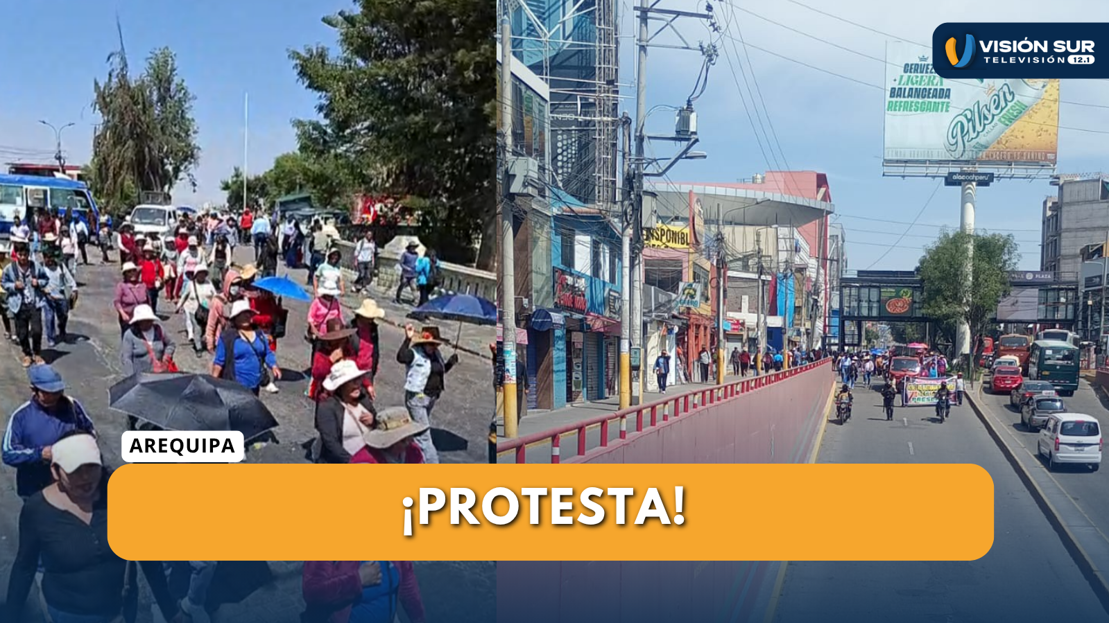 VECINOS DE URB JOSE LUIS BUSTAMANTE Y RIVERO EN CERRO COLORADO  MARCHAN CONTRA ALZA DE PASAJES