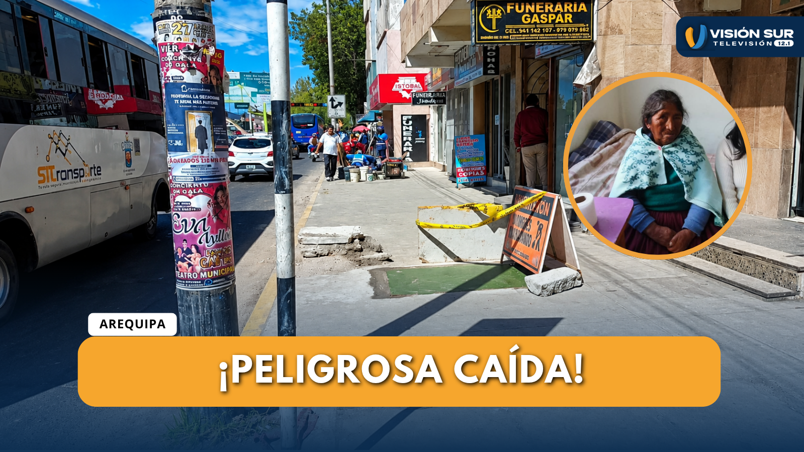 ADULTA MAYOR DE 77 AÑOS RESULTÓ HERIDA TRAS CAER A FORADO ABIERTO FRENTE AL HOSPITAL HONORIO DELGADO 
